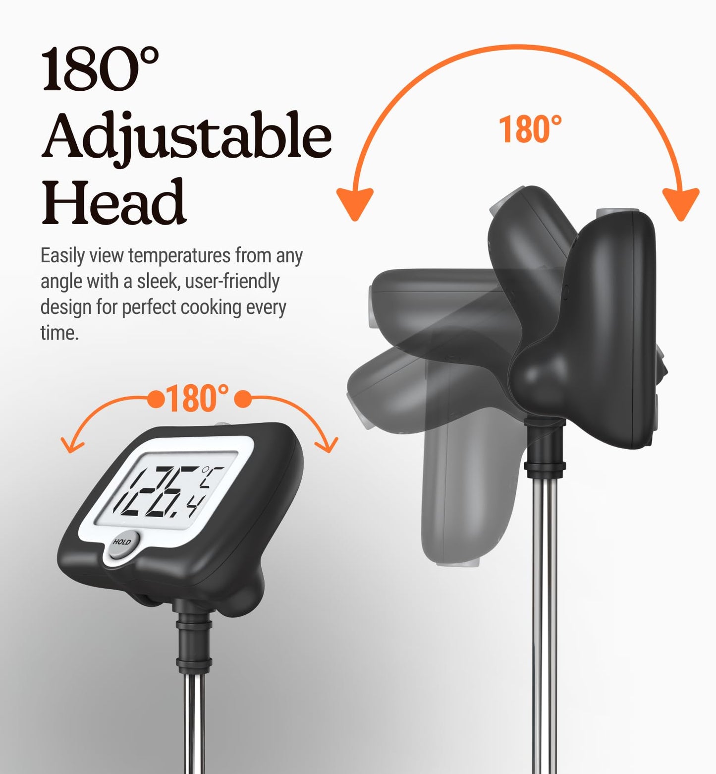 Digital Candy Thermometer with Pot Clip, Instant Read Kitchen Thermometer for Cooking, Baking, and Candy Making – 10" Stainless Steel Probe, LCD Display, Essential Baking Tool