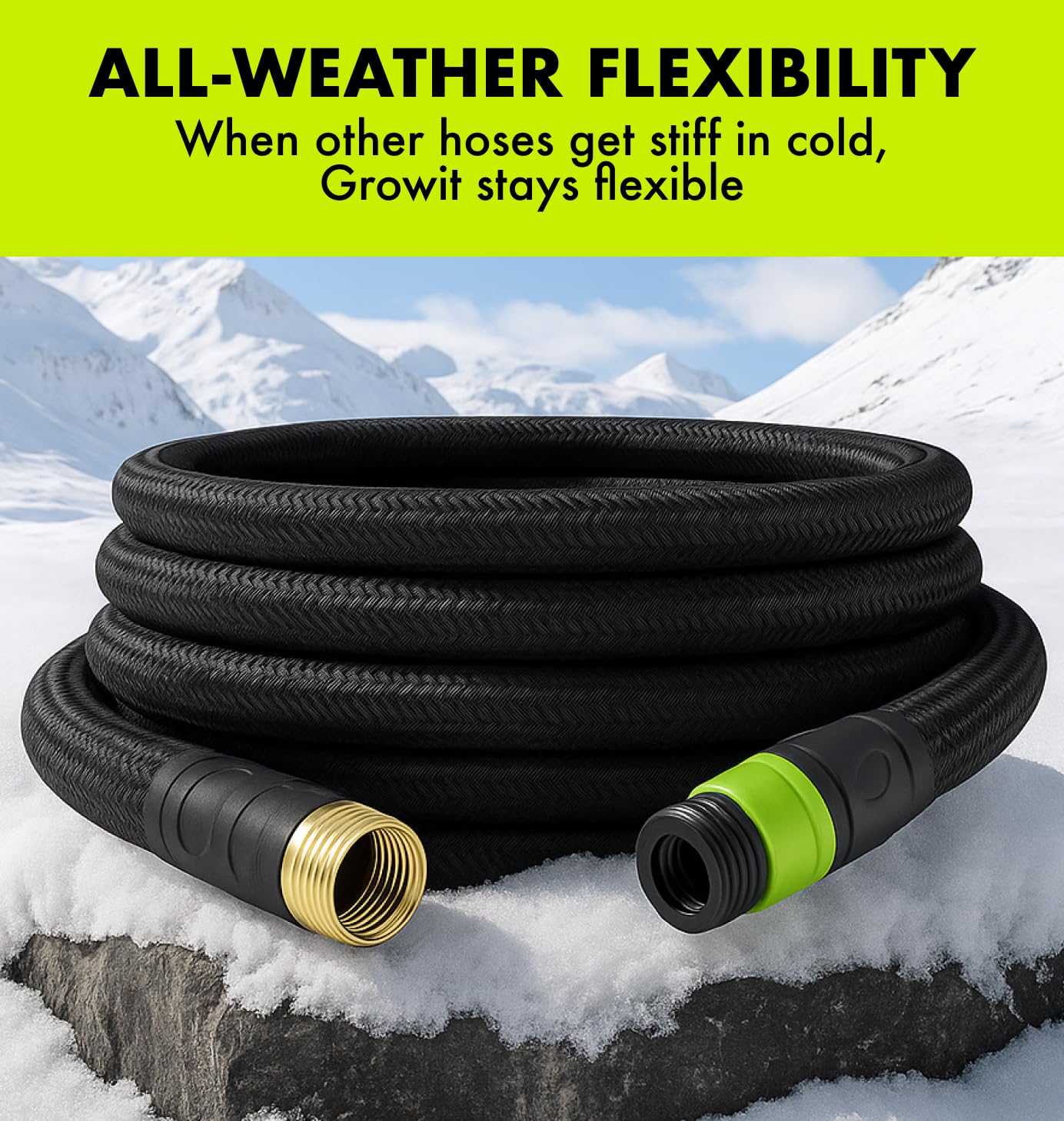 Flexible Garden Hose 50ft – Lightweight, Kink-Free Heavy Duty Water Hose – Abrasion Resistant All-Weather Garden Hose for Yard, Car, Outdoor Use