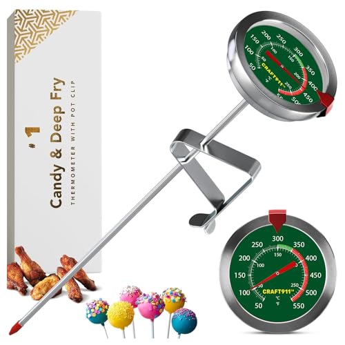 Candy Thermometer with Pot Clip - Deep Fry Oil Thermometer for Frying and Candle Making