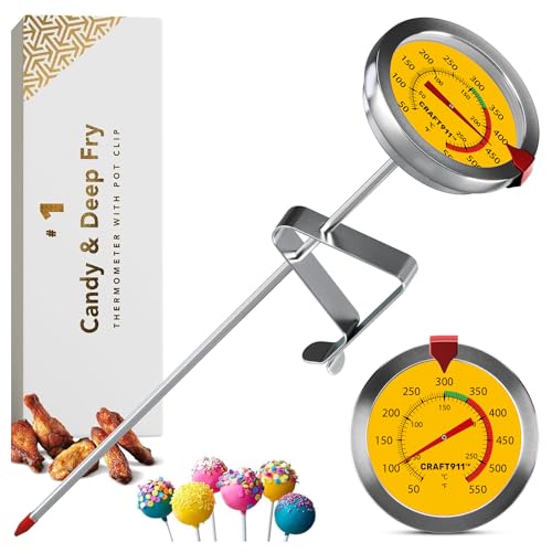 Candy Thermometer with Pot Clip - Deep Fry Oil Thermometer for Frying and Candle Making