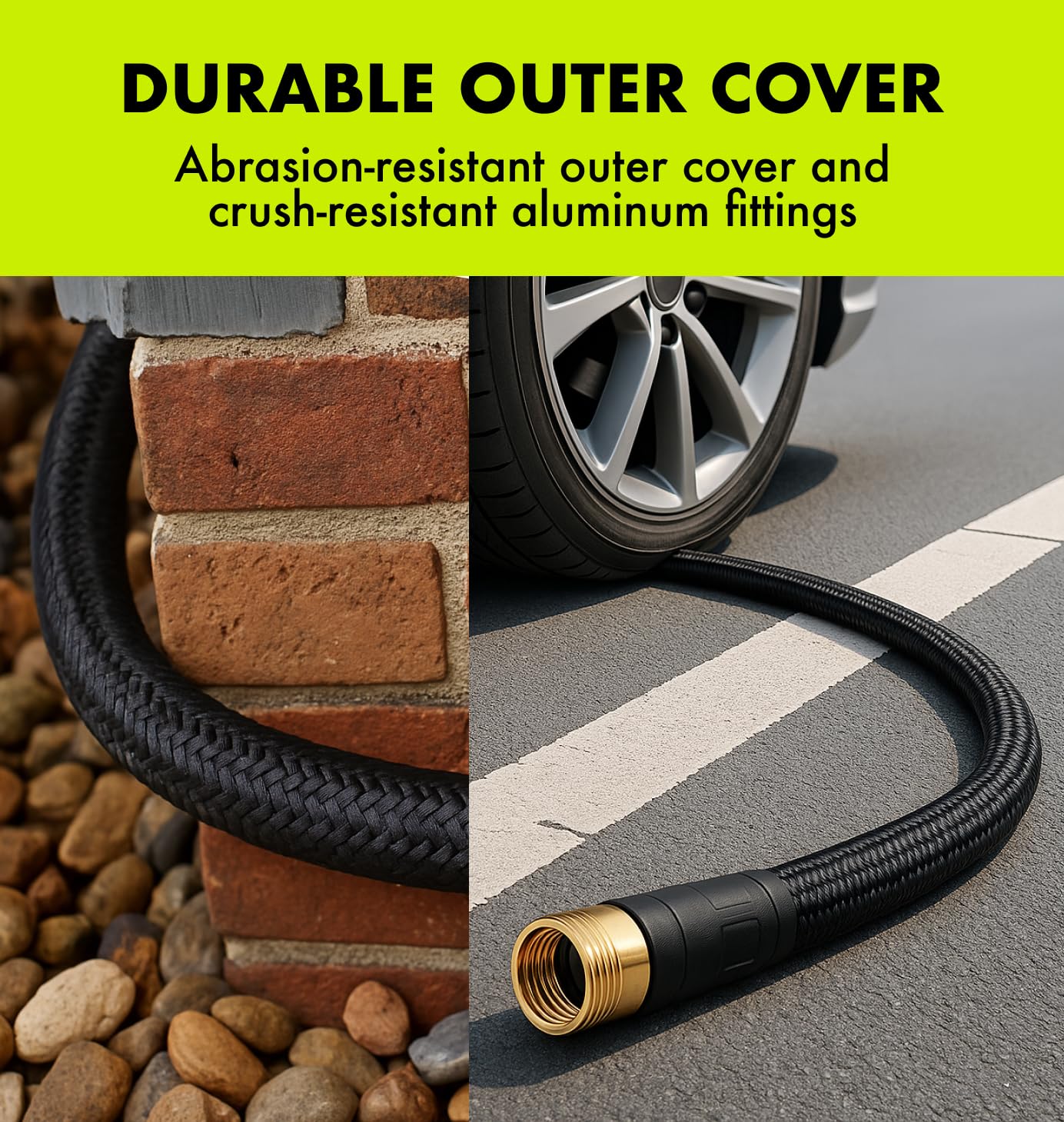 Flexible Garden Hose 50ft – Lightweight, Kink-Free Heavy Duty Water Hose – Abrasion Resistant All-Weather Garden Hose for Yard, Car, Outdoor Use