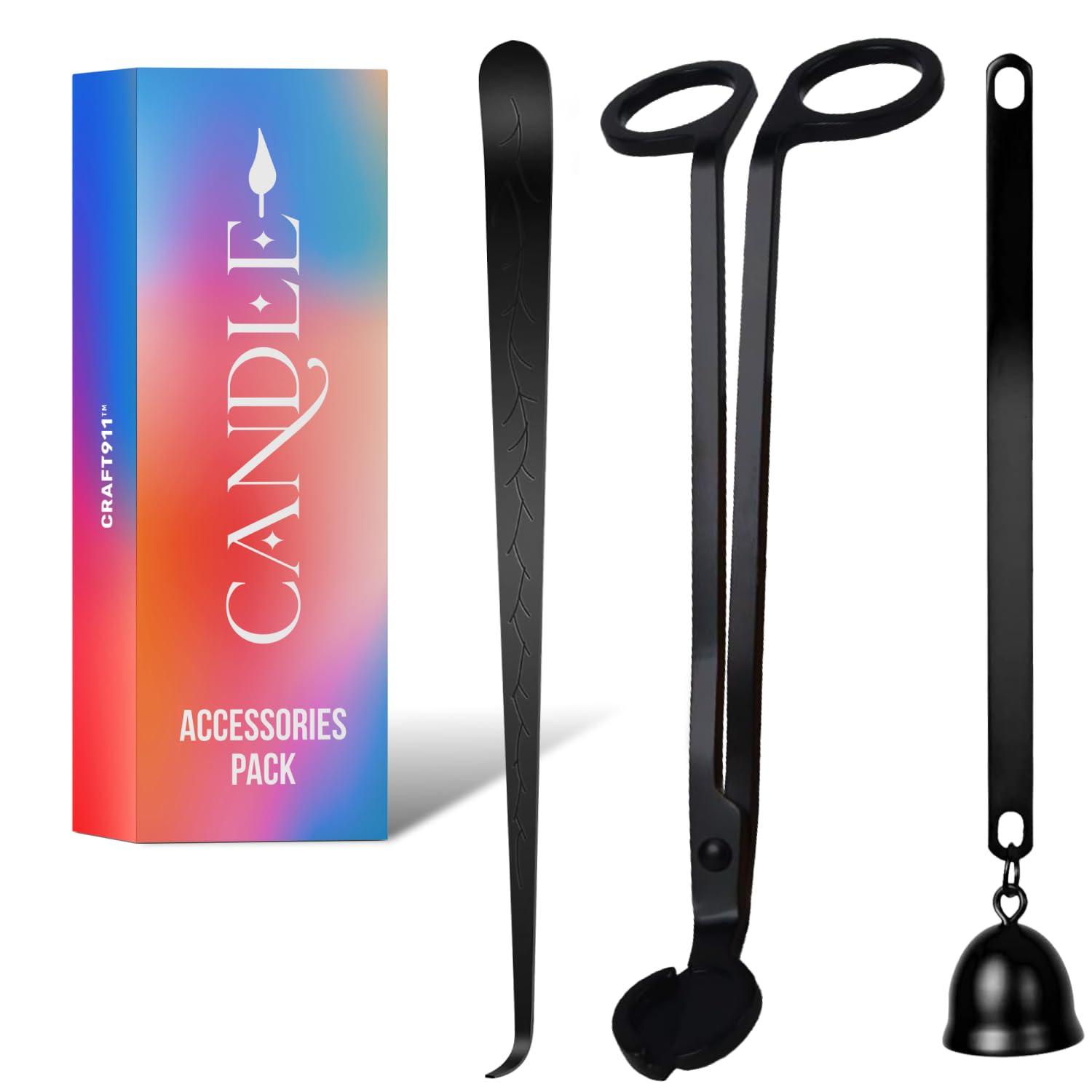 Elegant 3-in-1 Golden Candle Care Kit: Wick Trimmer, Snuffer, Dipper for Candle Enthusiasts