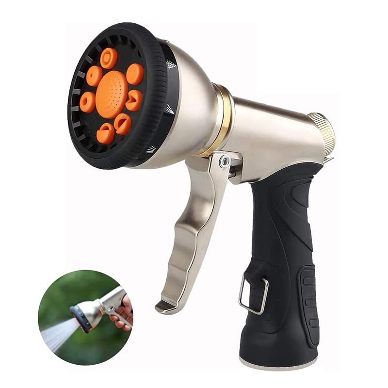 Garden Hose Nozzle – 8-Pattern Hose Sprayer with Thumb Control – Watering Tool for Garden, Car Wash, Lawn Care &amp; Pet Shower