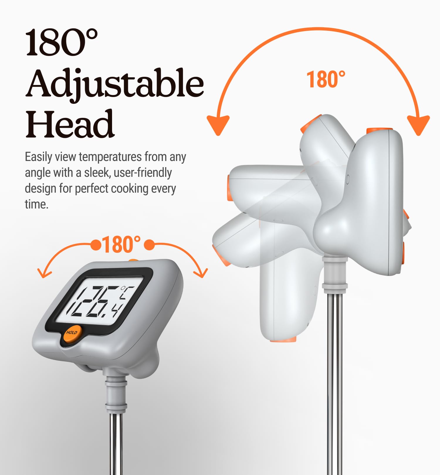 Digital Candy Thermometer with Pot Clip, Instant Read Kitchen Thermometer for Cooking, Baking, and Candy Making – 10" Stainless Steel Probe, LCD Display, Essential Baking Tool